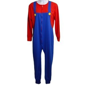 TIPSY ELVES Mario Nintendo plumber one‎ piece zip up unisex costume L